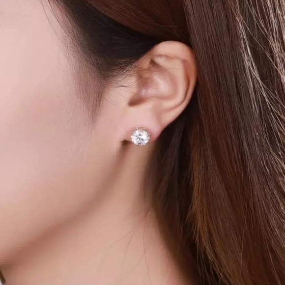 9mm Rose Gold Crown Setting Studs - Picture 4 of 5